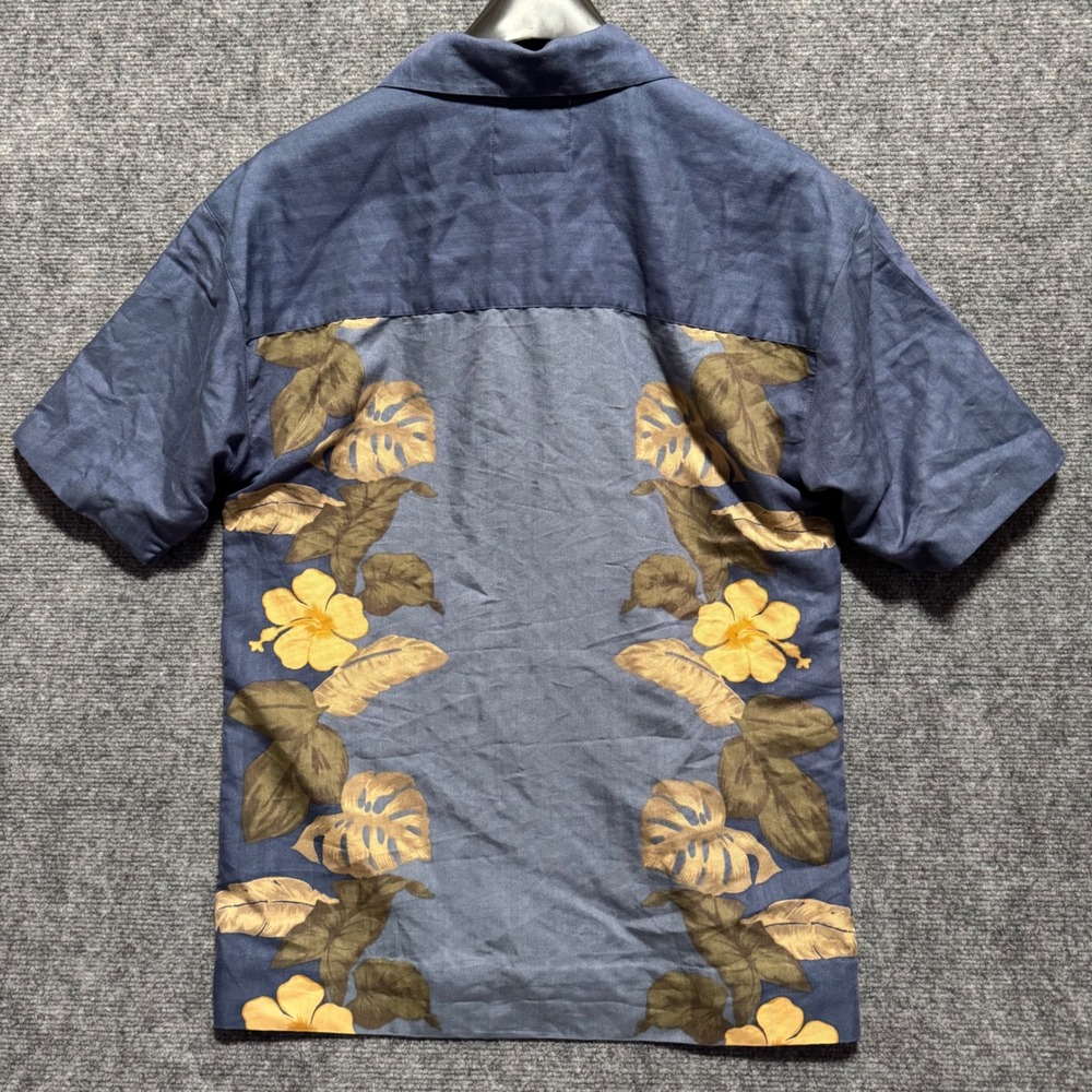 Joe Marlin Shirt Rayon Blend Loop Collar M Floral Hibiscus Hawaiian Camp VTG - Picture 4 of 11